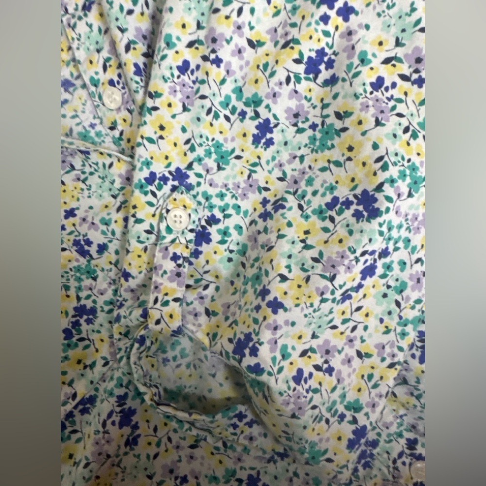 Croft & Barrow Floral Button-Up Blouse | Roll-Tab Sleeves | 1X - Picture 7 of 12